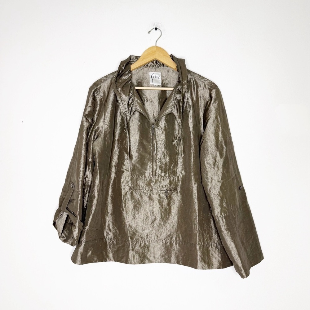 Finley Metallic Pullover Jacket Women’s XL Brown Shimmer Half-Zip Top
